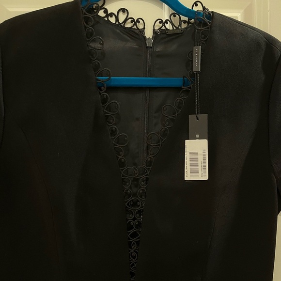 Elie Tahari Saylah Short Sleeve Lace Trim Sheath Dress Black size 6 NWT - Picture 3 of 7